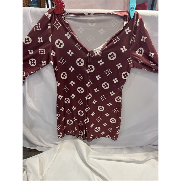 The Unbranded Brand Pants - Brown Romper‎ Large Stretchy Long Sleeve Sexy  61